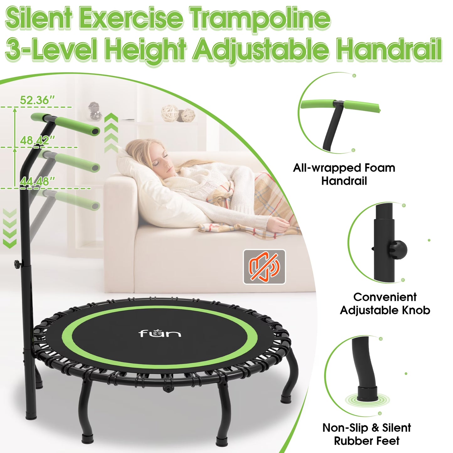 40 Inch Foldable Mini Trampoline Fitness Rebounder
