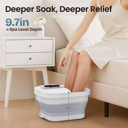 MaxKare Collapsible Foot Spa with Massager and Heat, Foot Spa Massager with Bubble Heat, Black