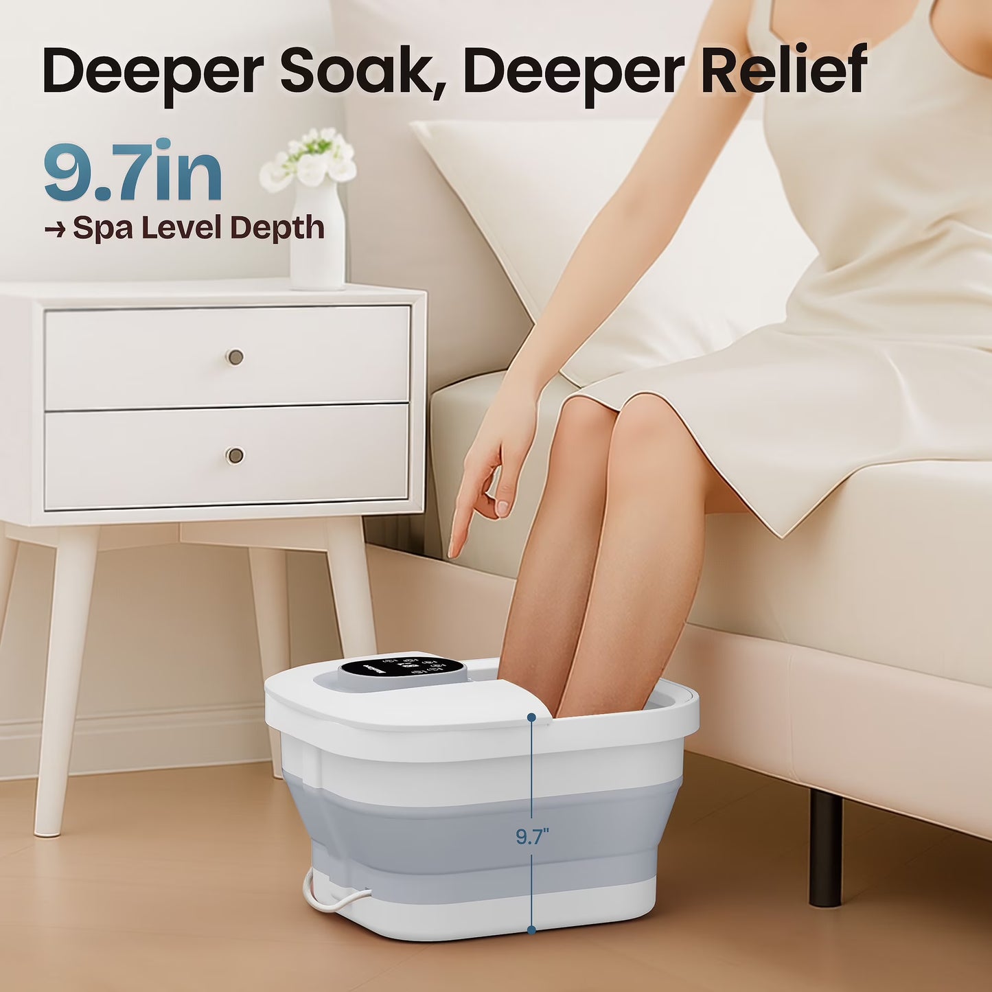MaxKare Collapsible Foot Spa Massager with Heat Gray