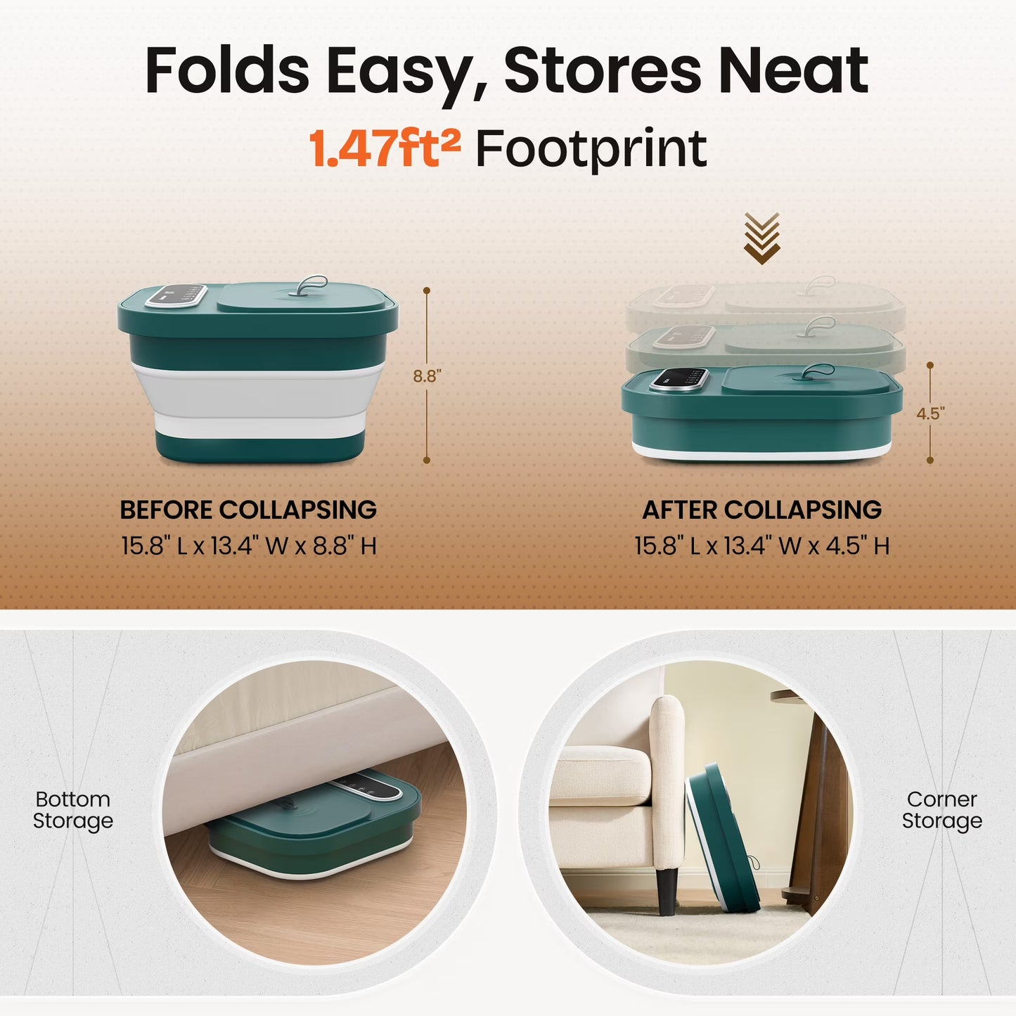 MaxKare Collapsible Foot Spa Bath with Heat Massage