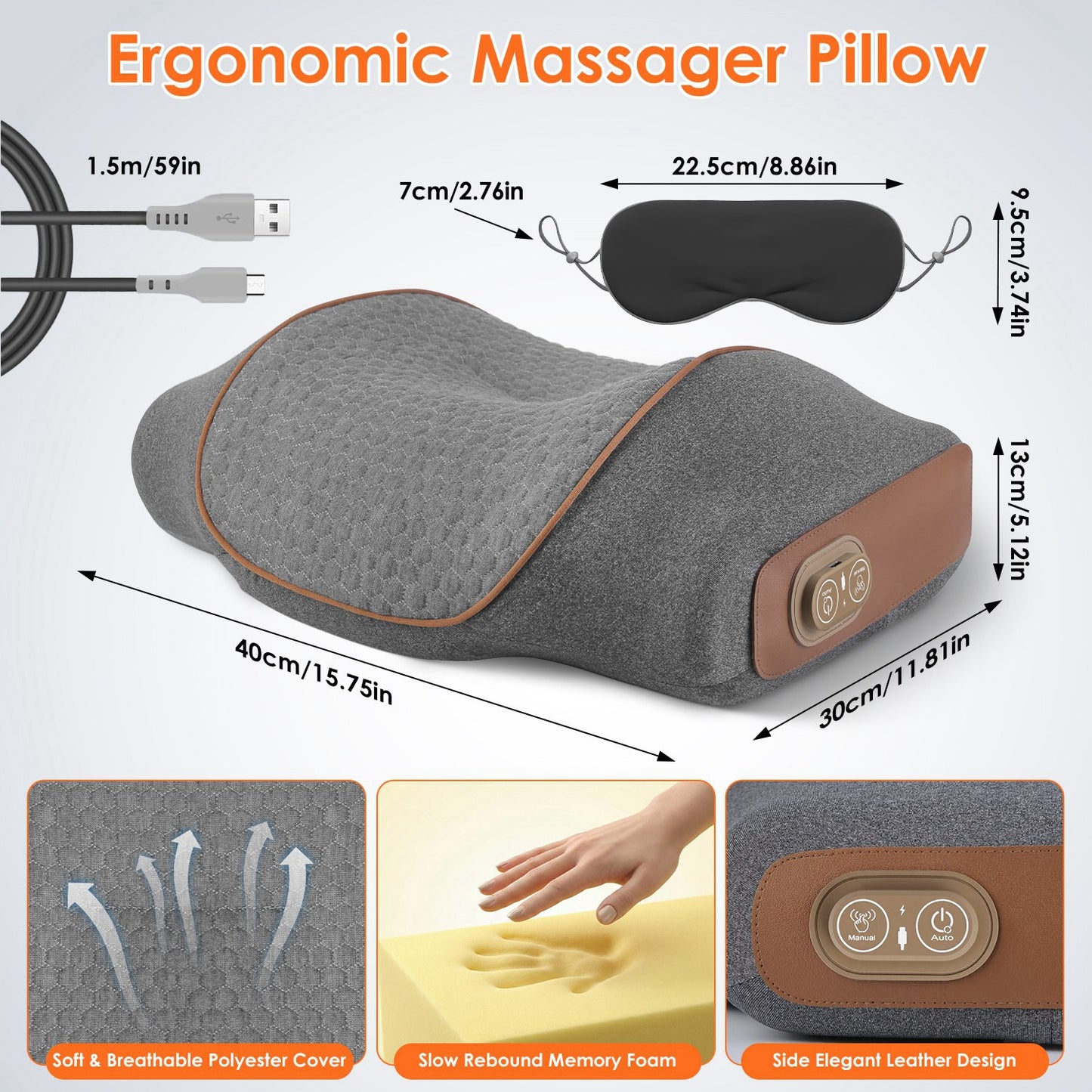 3-in-1 Neck Massager Pillow with Heat Compression