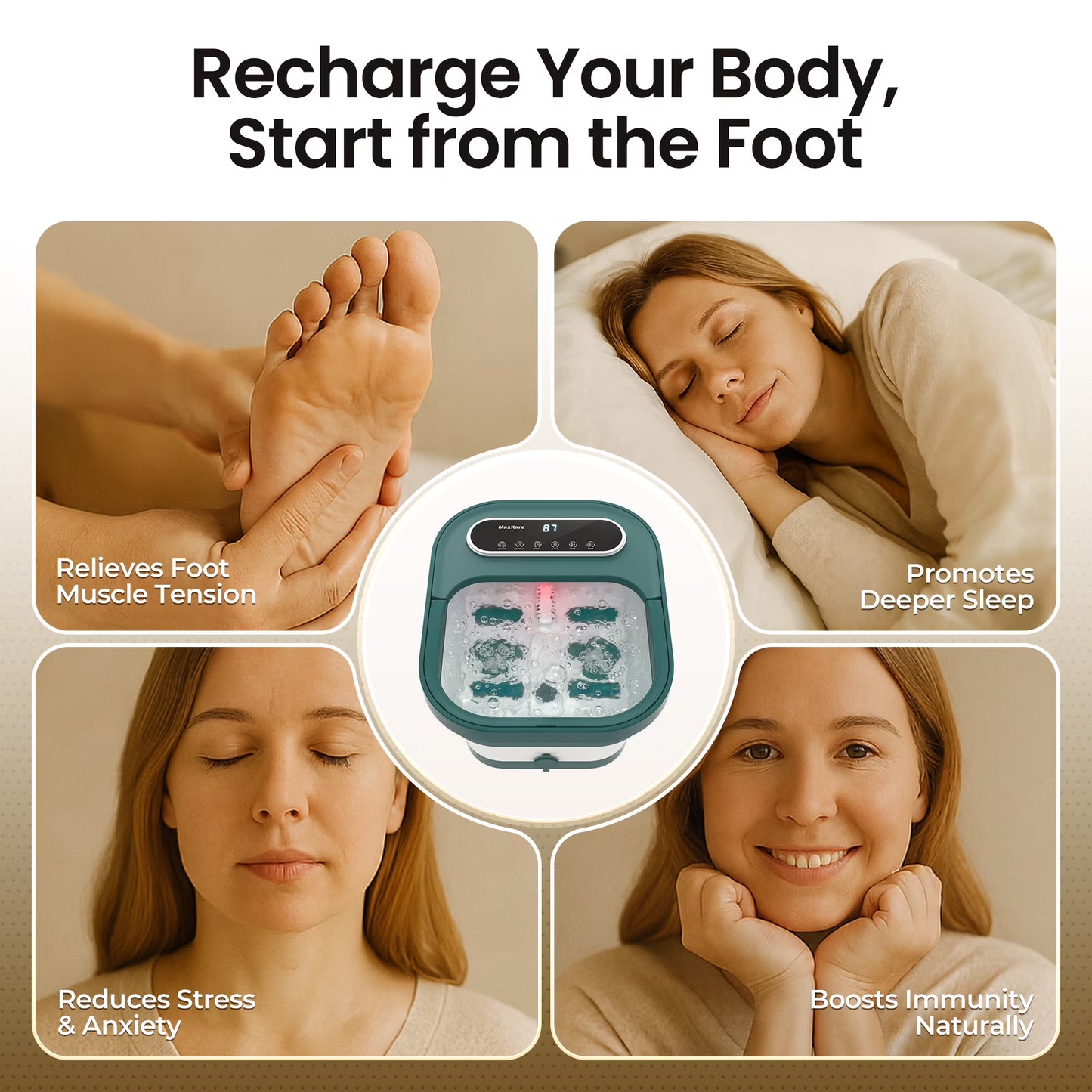 MaxKare Collapsible Foot Spa Bath with Heat Massage
