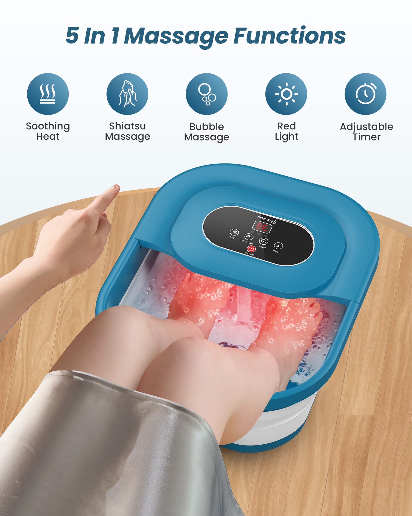 Comfier Foot Spa Bath Massager with Heat Collapsible