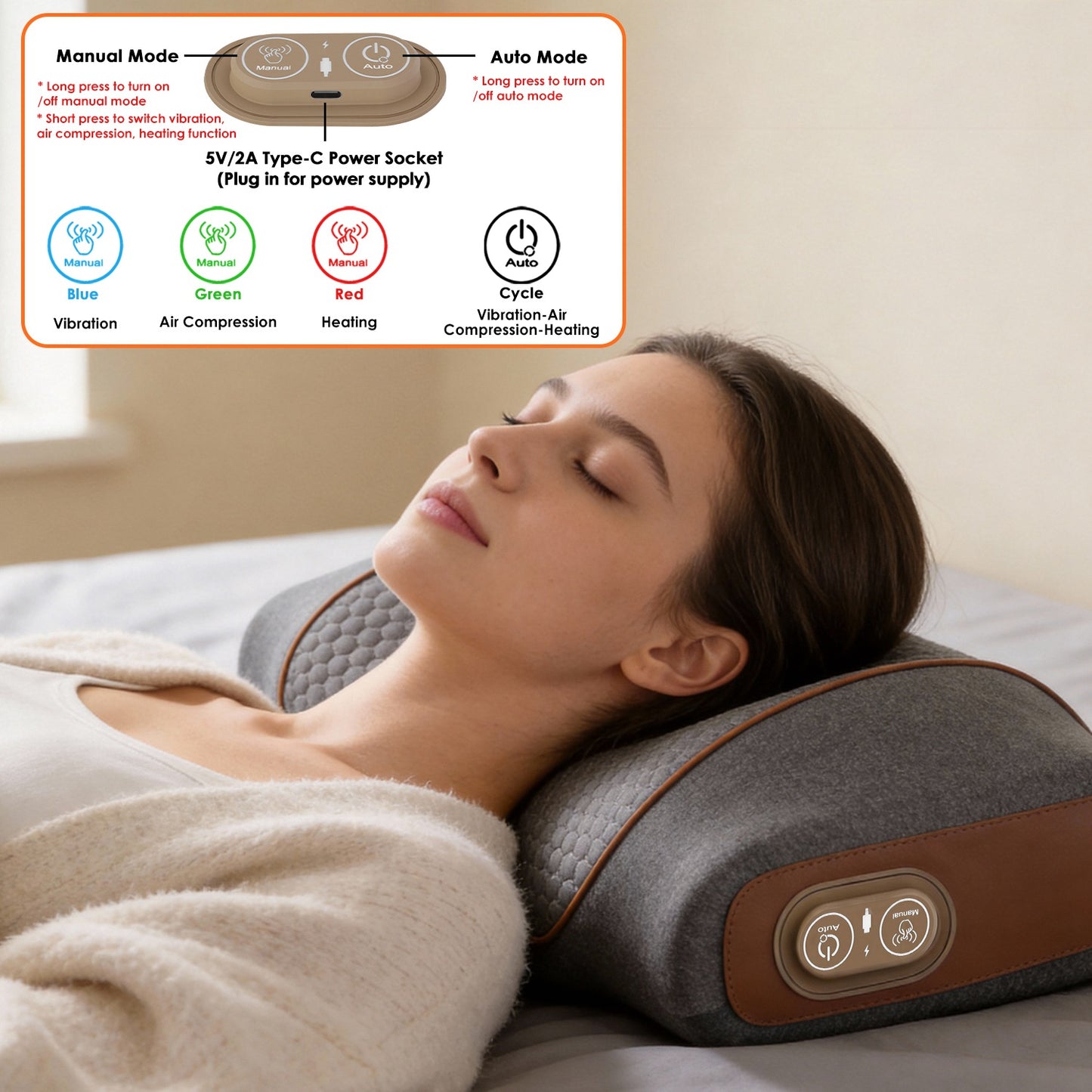 3-in-1 Neck Massager Pillow with Heat Compression