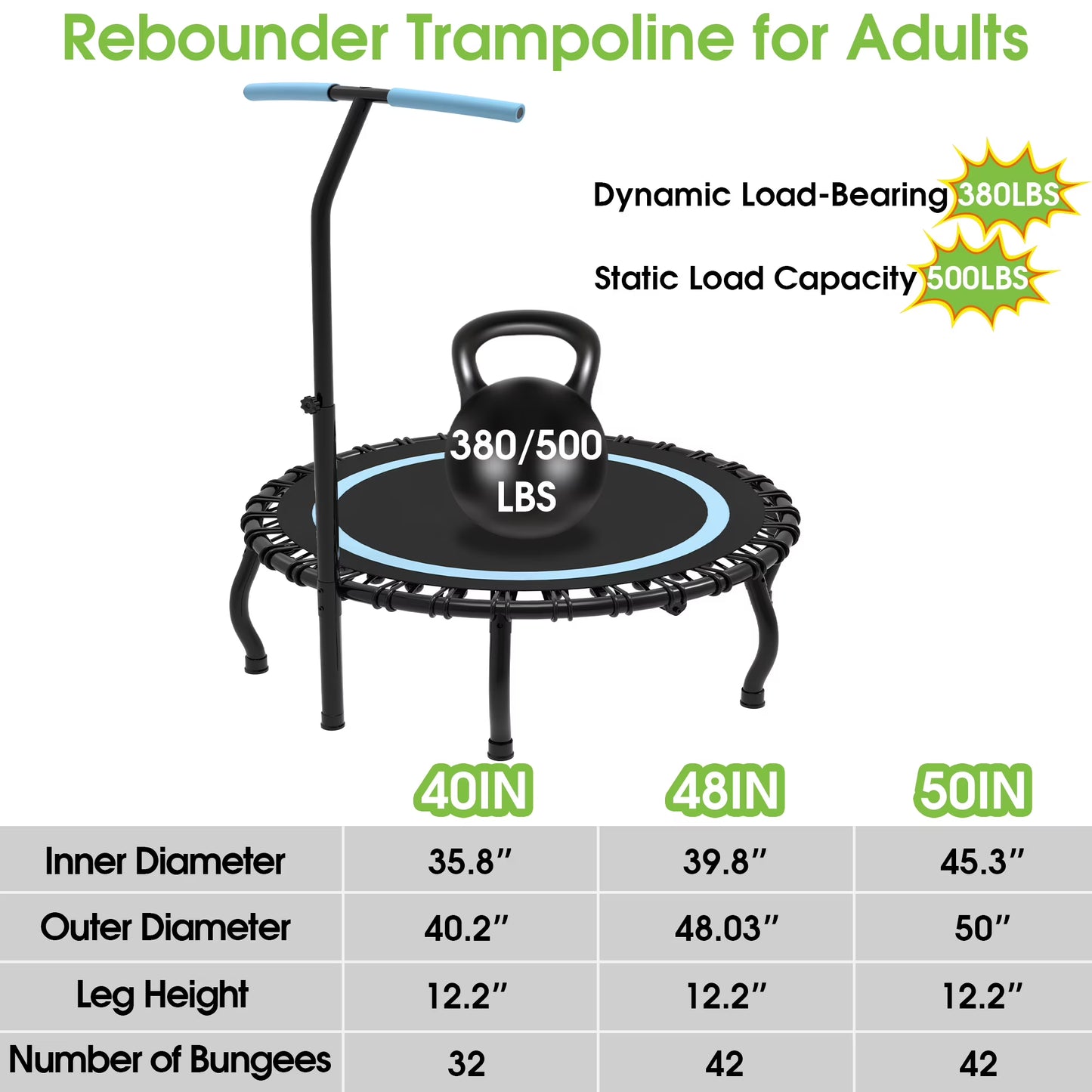 40 Inch Foldable Mini Trampoline Fitness Rebounder