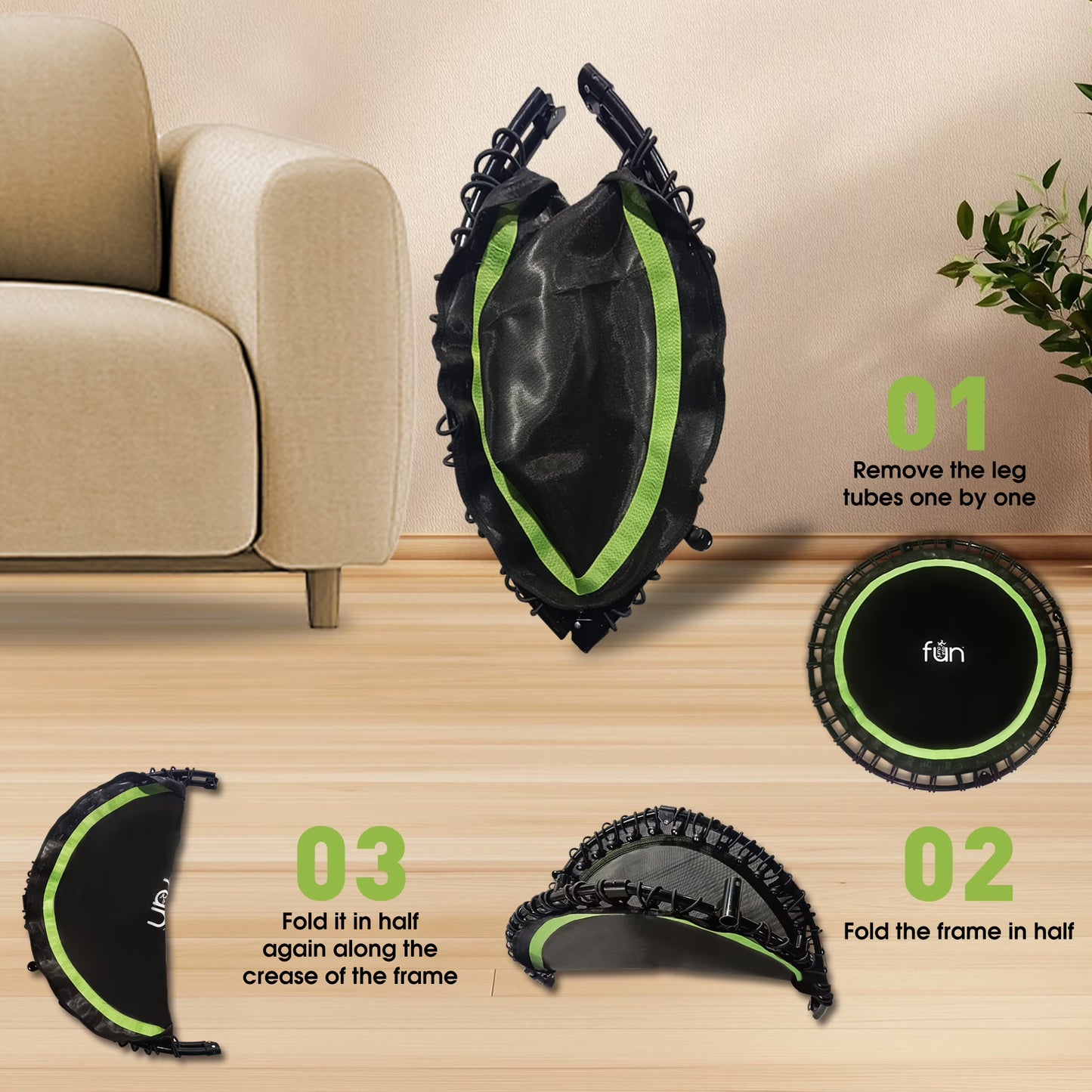 40 Inch Foldable Mini Trampoline Fitness Rebounder