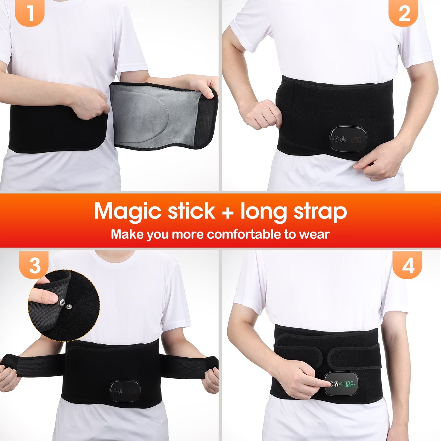 Cordless Heating Pad for Back Relief with Massager