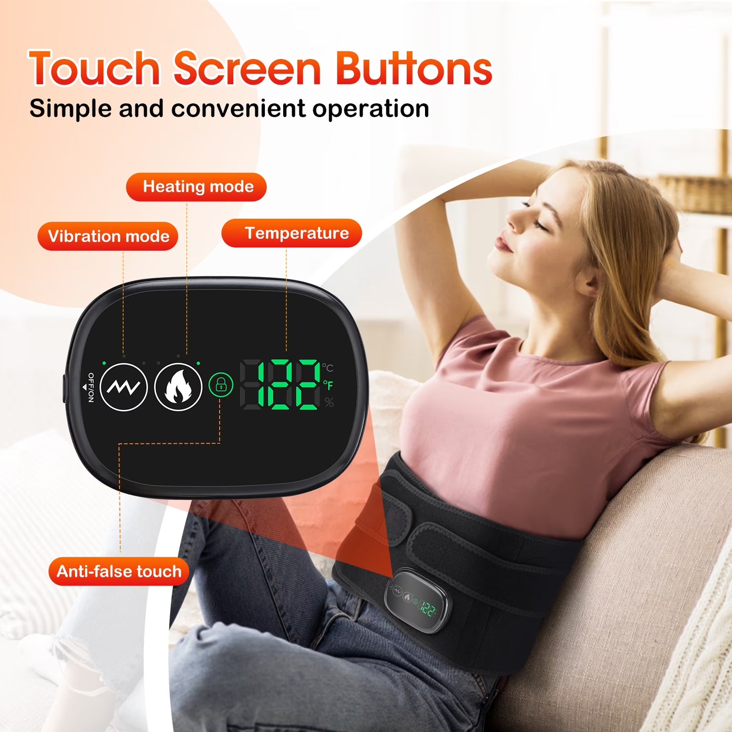 Cordless Heating Pad for Back Relief with Massager