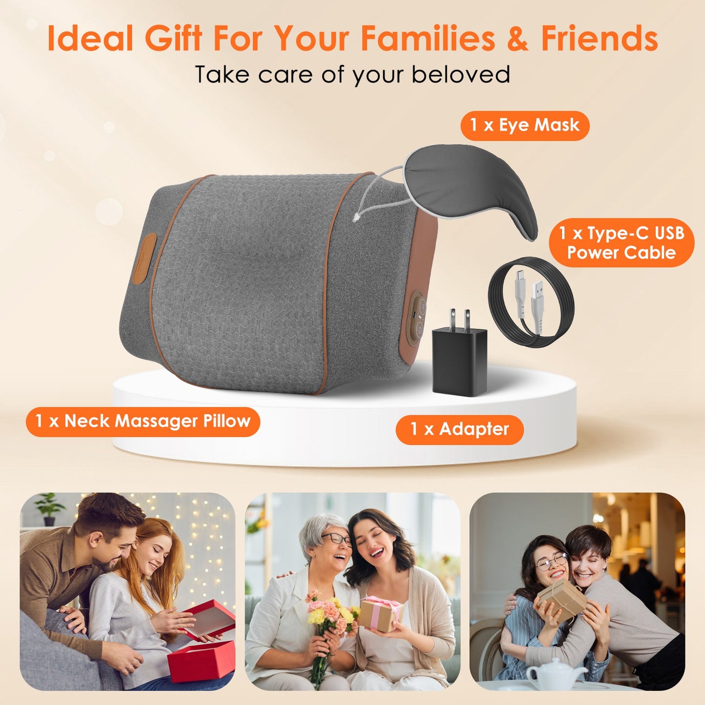 3-in-1 Neck Massager Pillow with Heat Compression