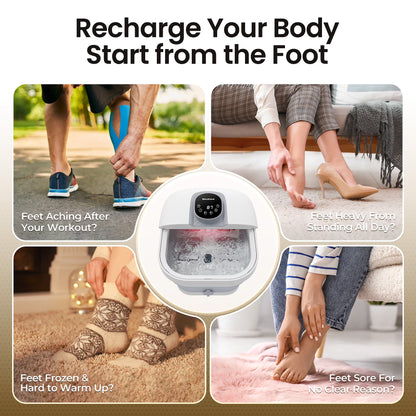 MaxKare Collapsible Foot Spa with Massager and Heat, Foot Spa Massager with Bubble Heat, Black