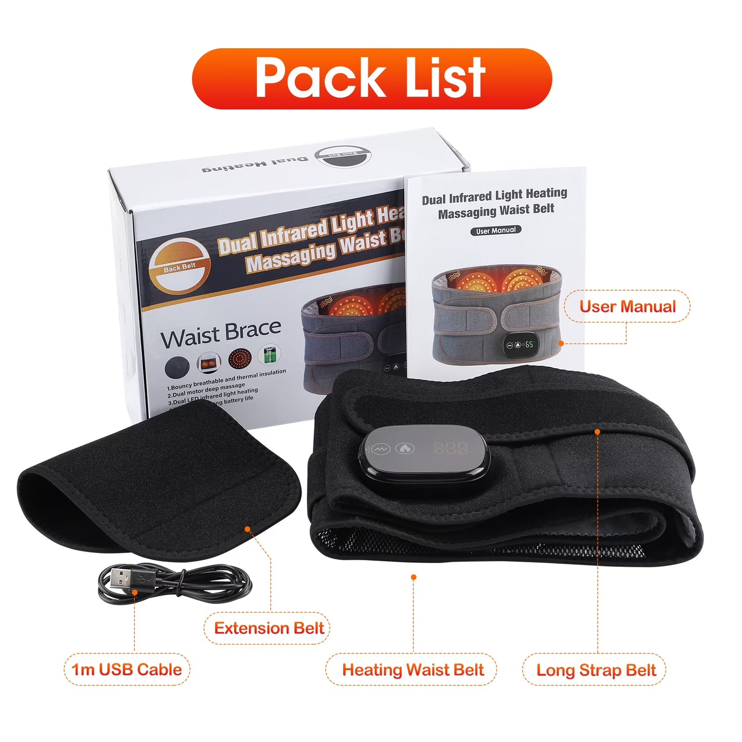 Cordless Heating Pad for Back Relief with Massager