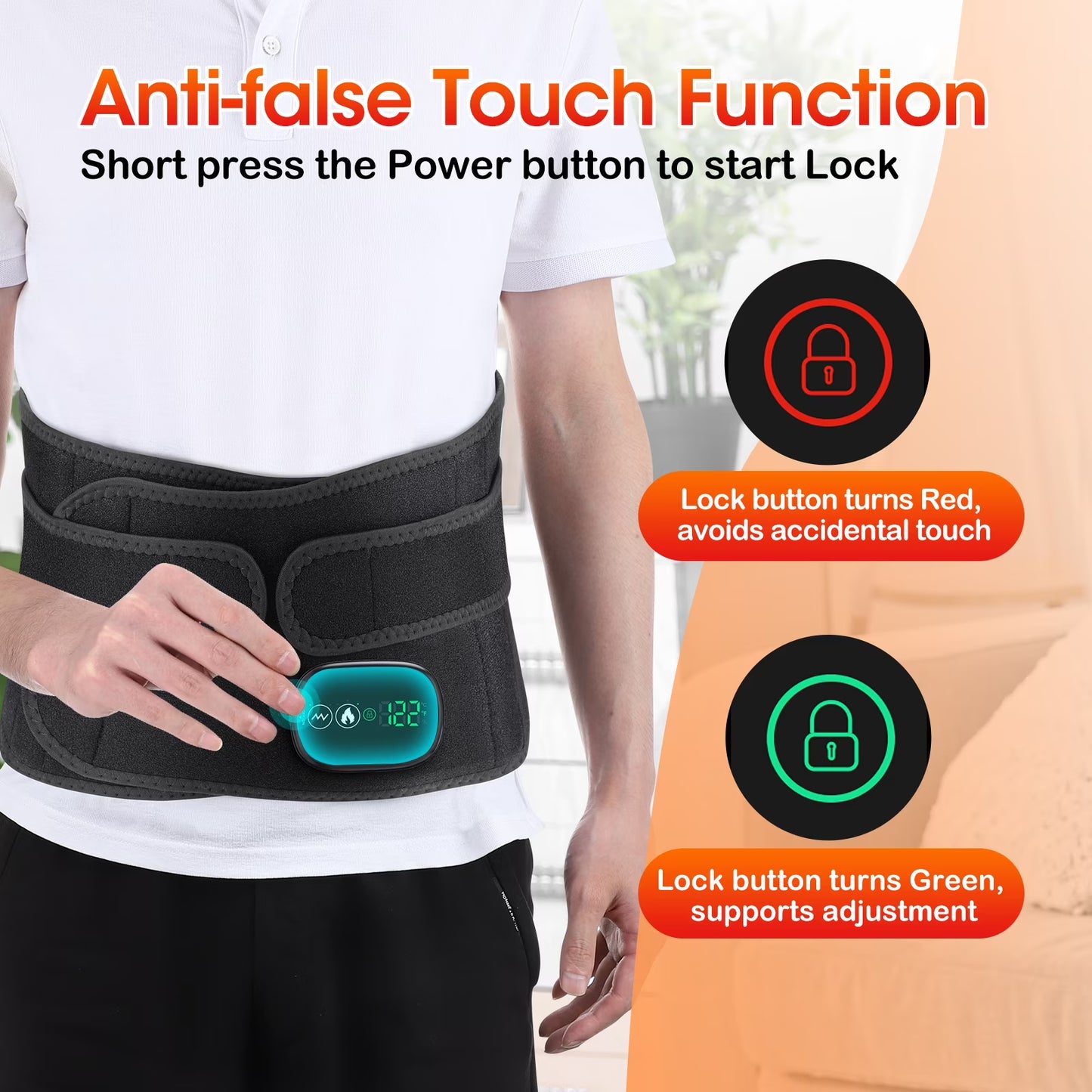 Cordless Heating Pad for Back Relief with Massager