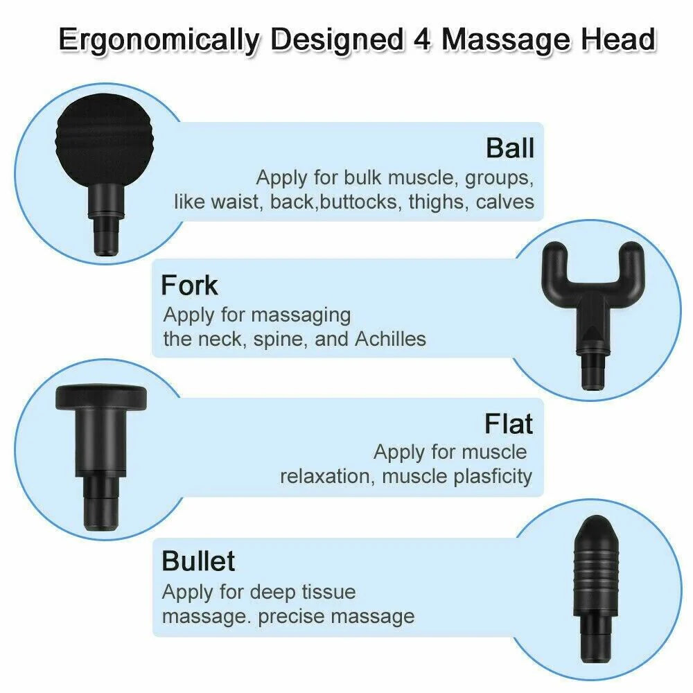 Massage Gun Percussion Massager with 4 Heads