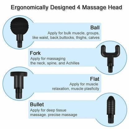 Massage Gun Percussion Massager with 4 Heads