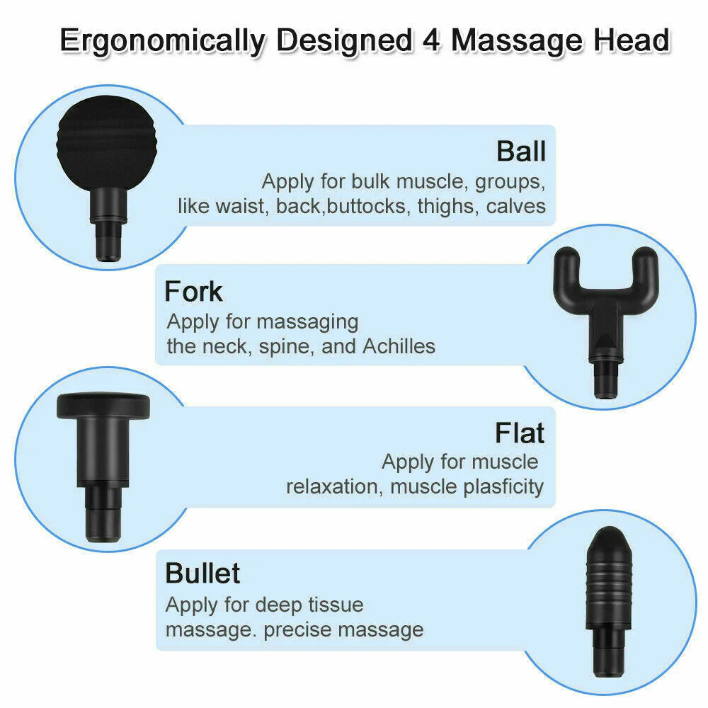 Massage Gun Percussion Massager with 4 Heads