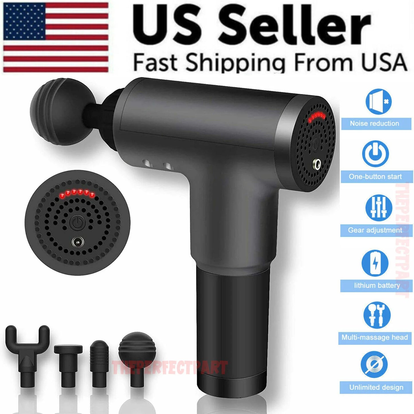 Massage Gun Percussion Massager with 4 Heads