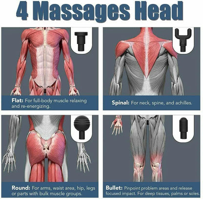 Massage Gun Percussion Massager with 4 Heads
