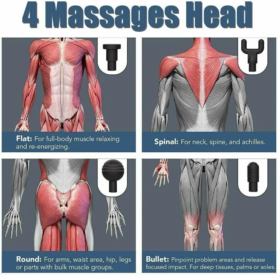 Massage Gun Percussion Massager with 4 Heads