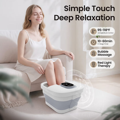 MaxKare Collapsible Foot Spa with Massager and Heat, Foot Spa Massager with Bubble Heat, Black