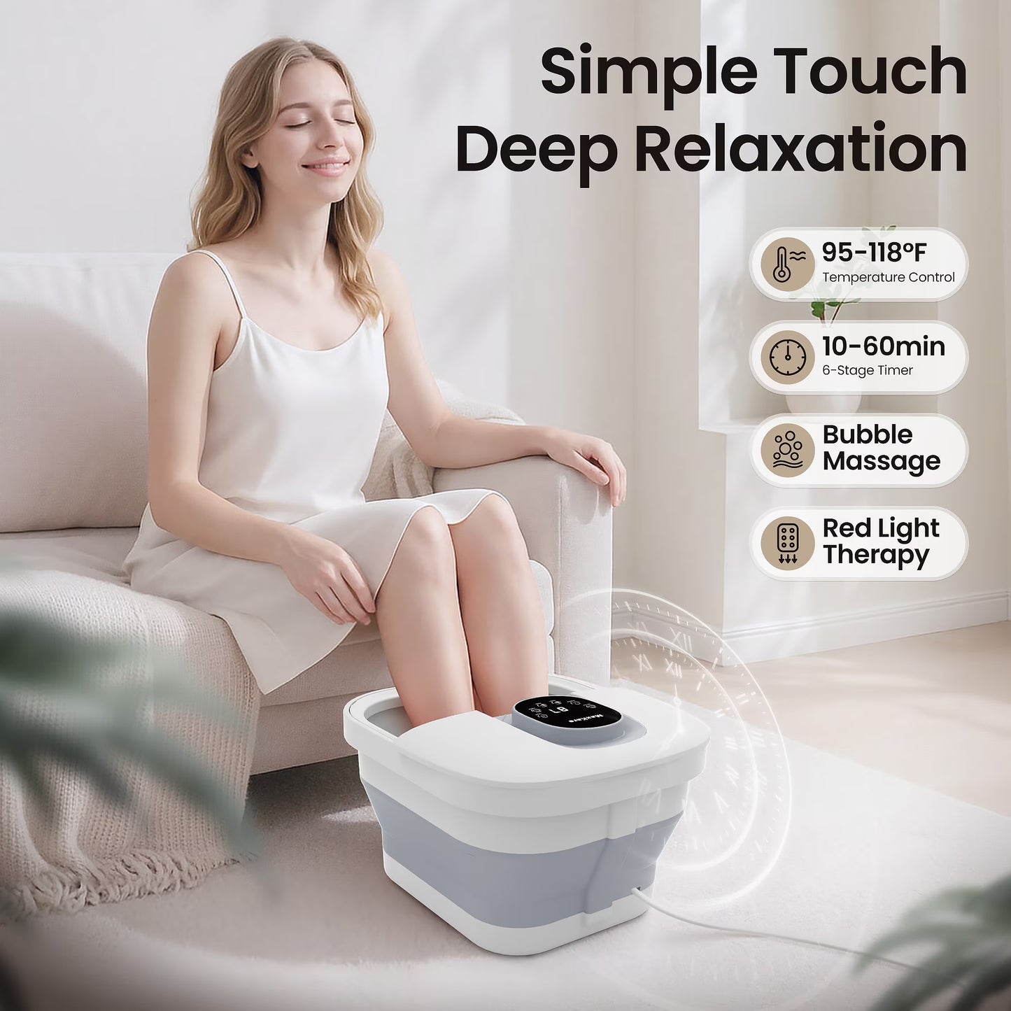 MaxKare Collapsible Foot Spa Massager with Heat Gray