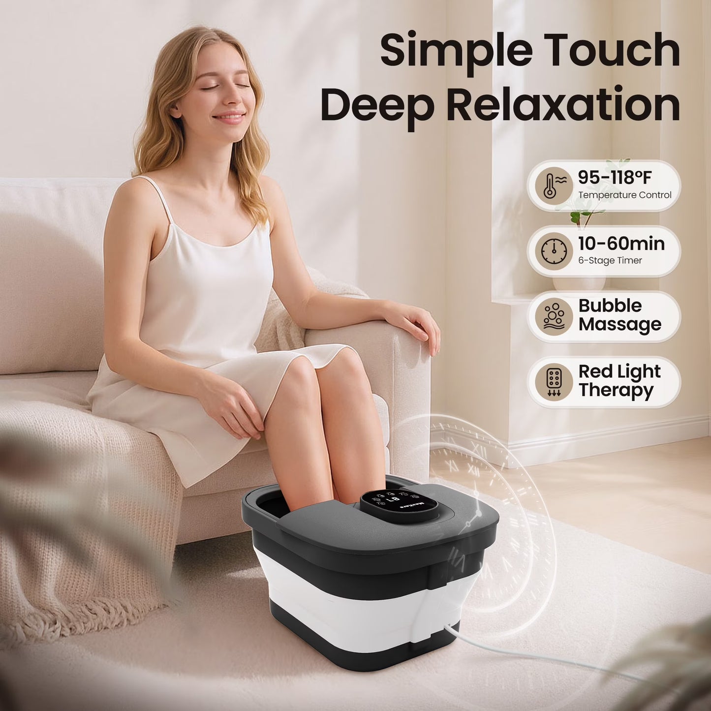 MaxKare Collapsible Foot Spa Massager with Heat Gray