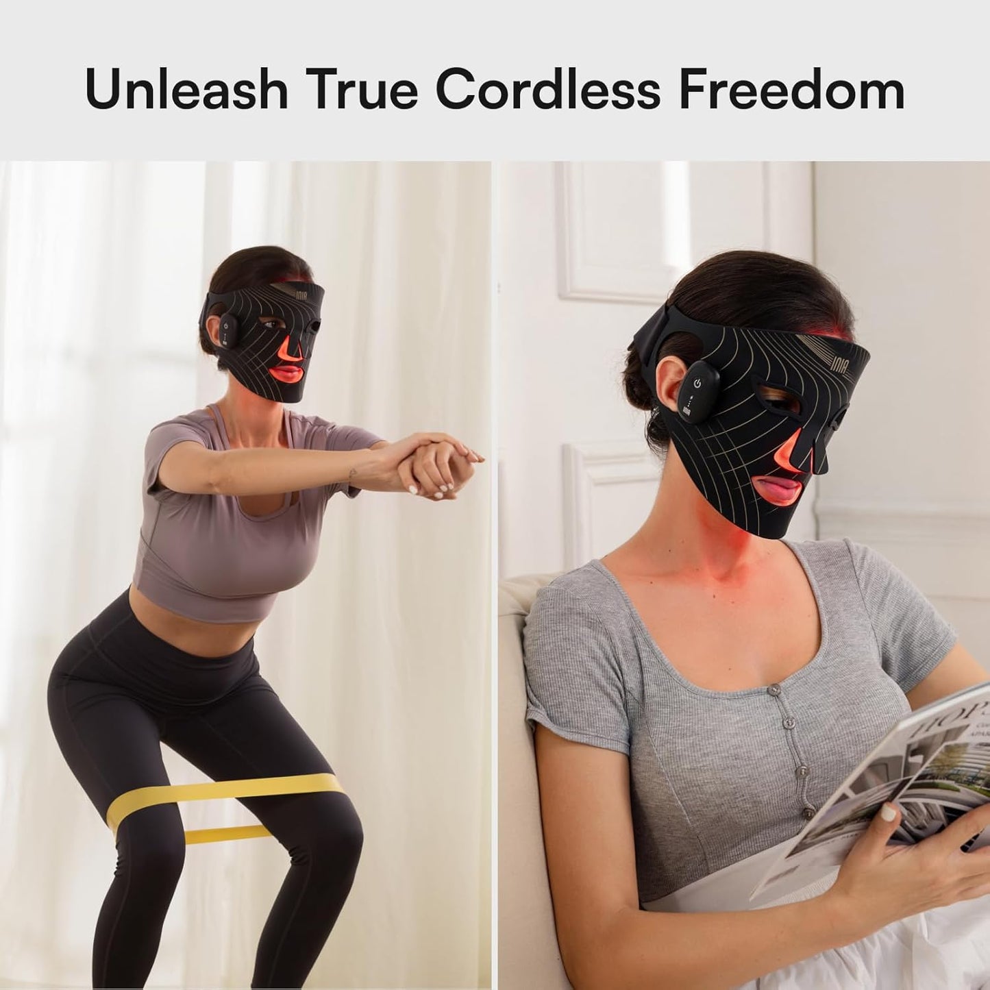 INIA Red Light Therapy Mask Wireless LED Face Mask