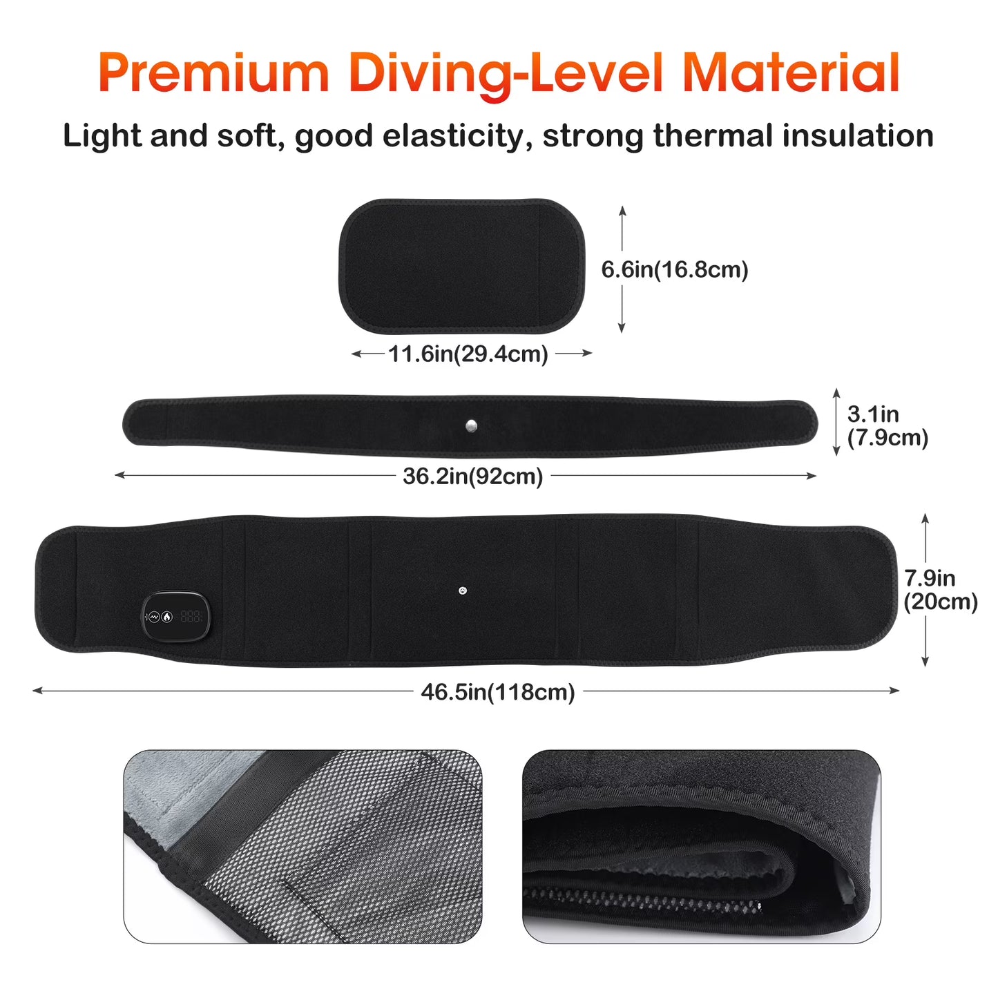 Cordless Heating Pad for Back Relief with Massager