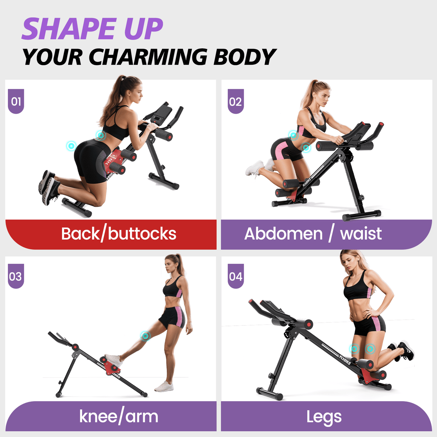 FLYBIRD Adjustable Ab Workout Equipment Foldable