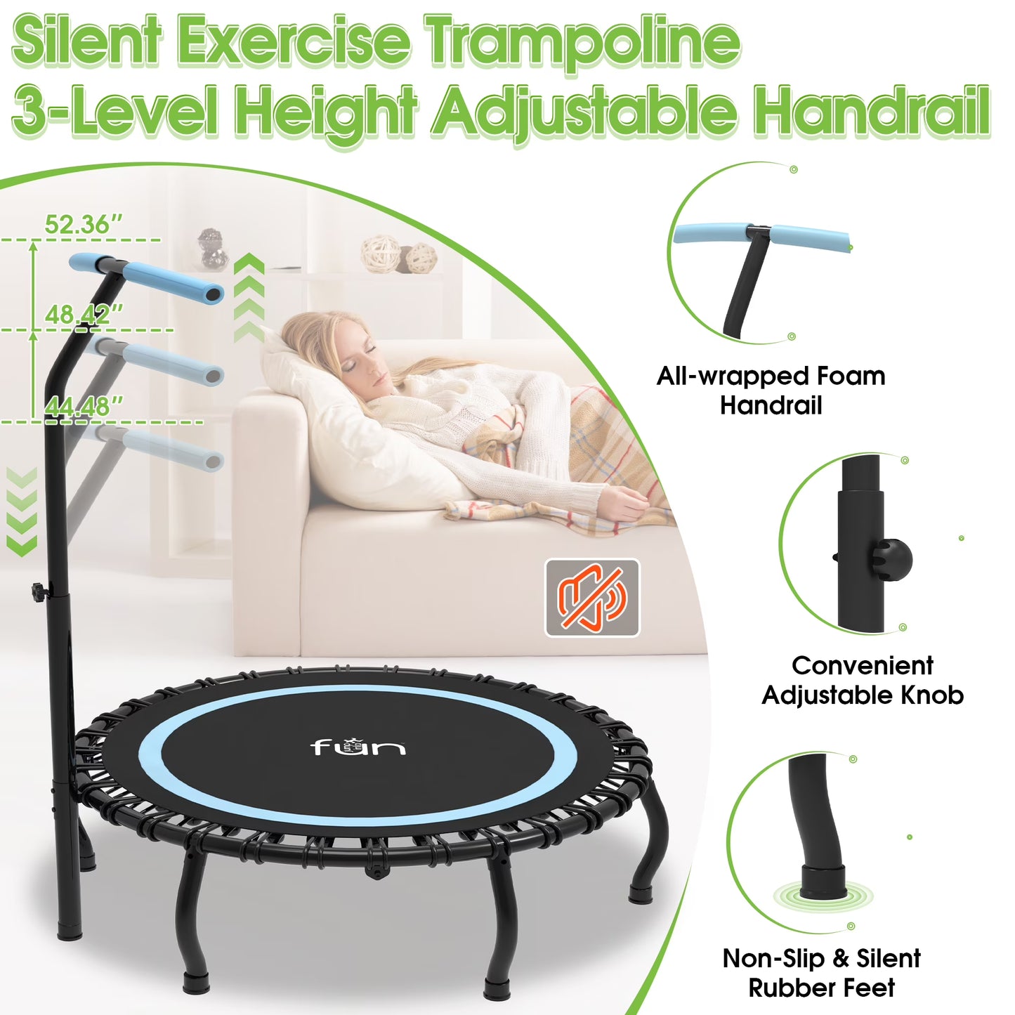 40 Inch Foldable Mini Trampoline Fitness Rebounder
