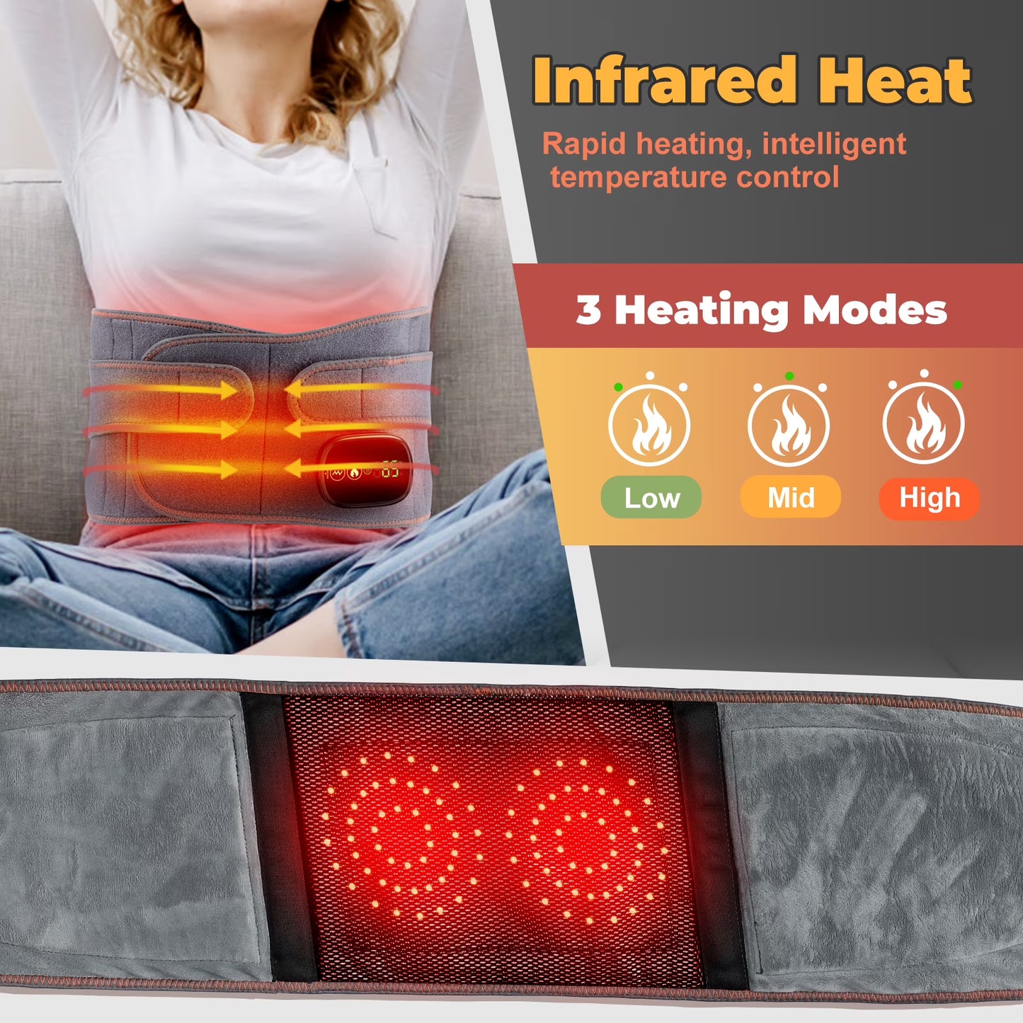 Flaremore Cordless Heating Pad with Massager