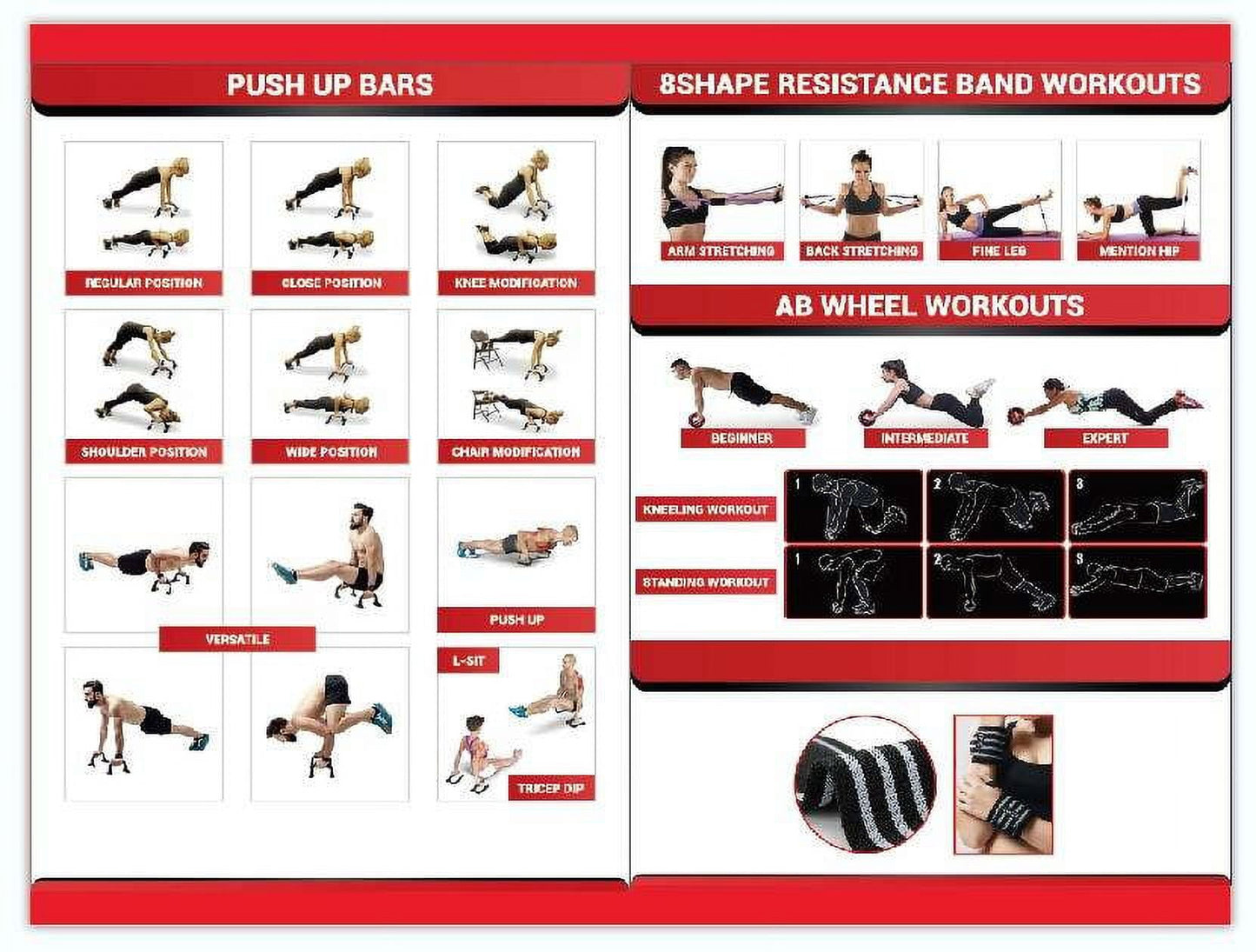 17 In 1 Ab Roller Wheel Workout Equipment Kit