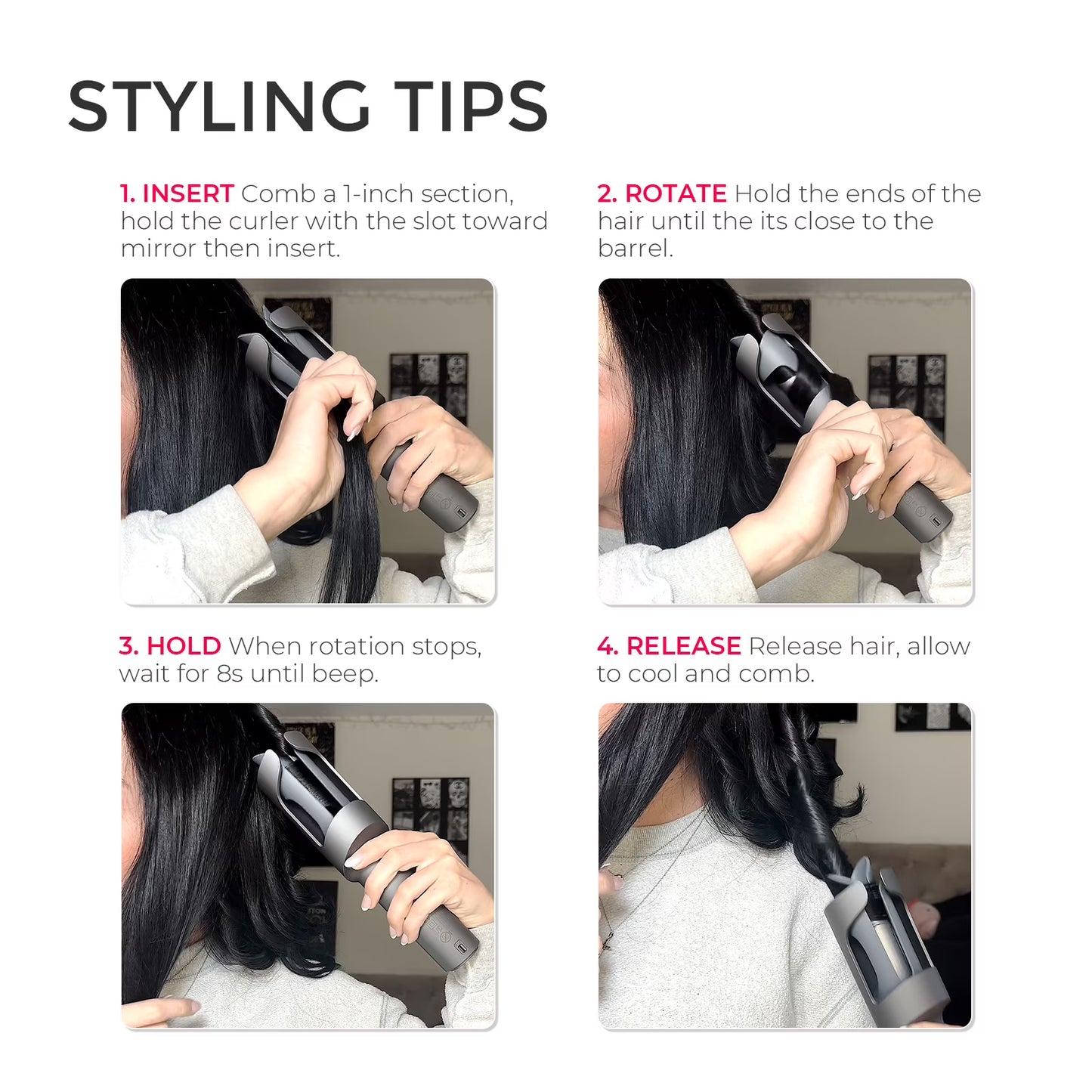 TYMO CURLPRO Automatic Curling Iron 1 Inch Gray