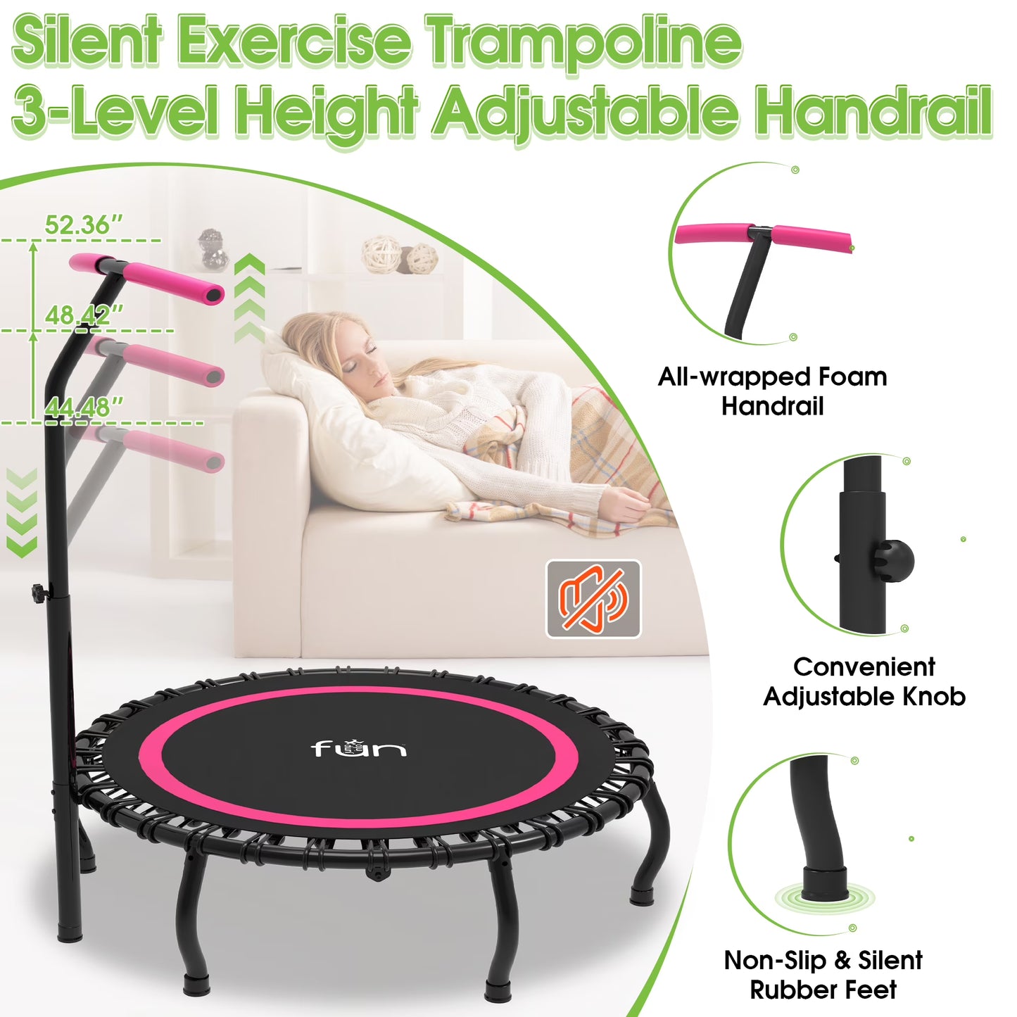 40 Inch Foldable Mini Trampoline Fitness Rebounder
