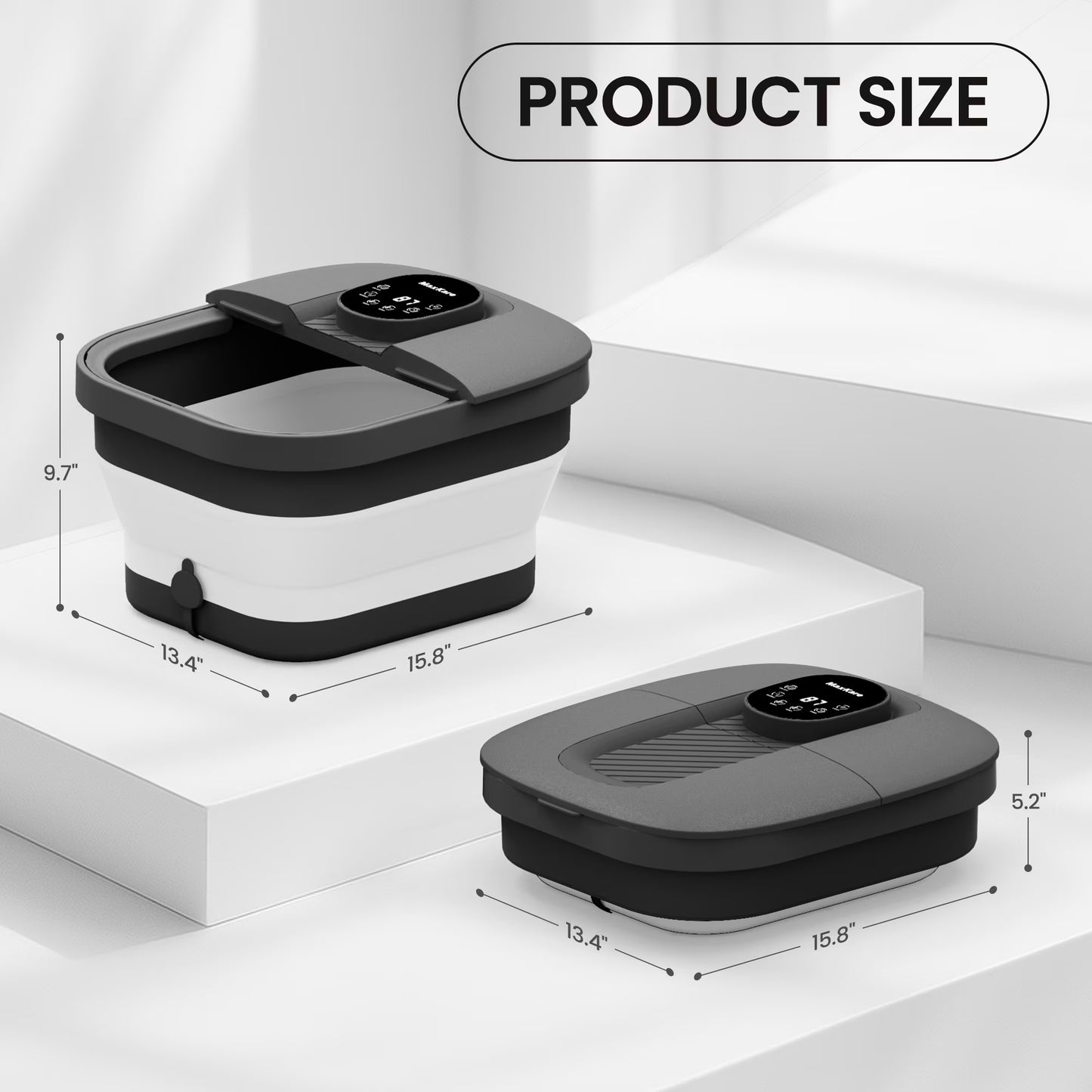 MaxKare Collapsible Foot Spa Massager with Heat Gray
