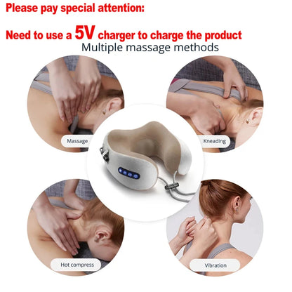 2 in 1 Portable Neck Massager U Shaped Pillow