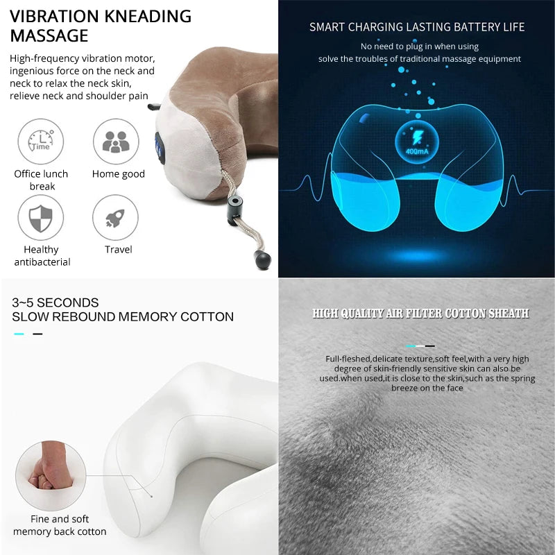 2 in 1 Portable Neck Massager U Shaped Pillow