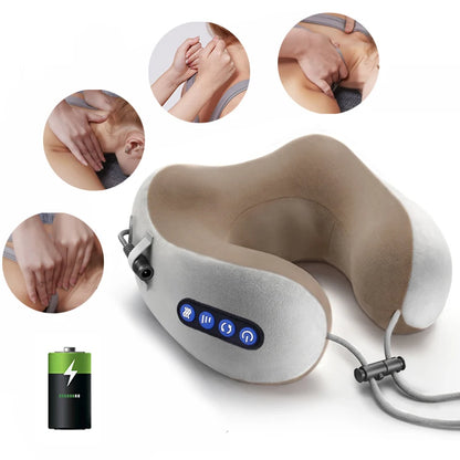 2 in 1 Portable Neck Massager U Shaped Pillow