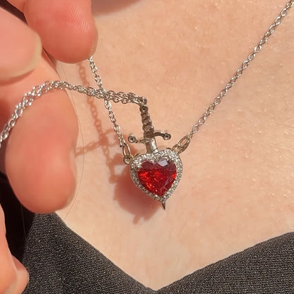 Heart Sword Couple Necklace
