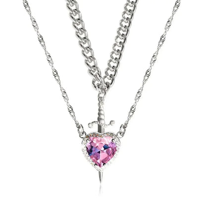 Heart Sword Couple Necklace