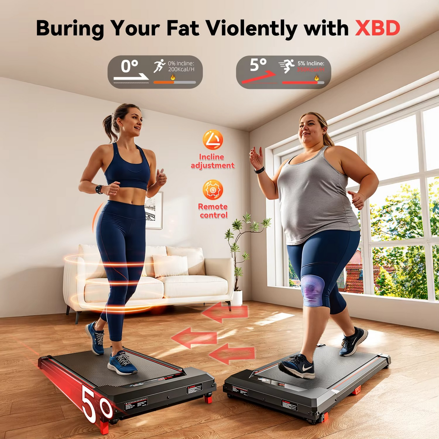 XBD Portable Incline Walking Pad Under Desk Treadmill