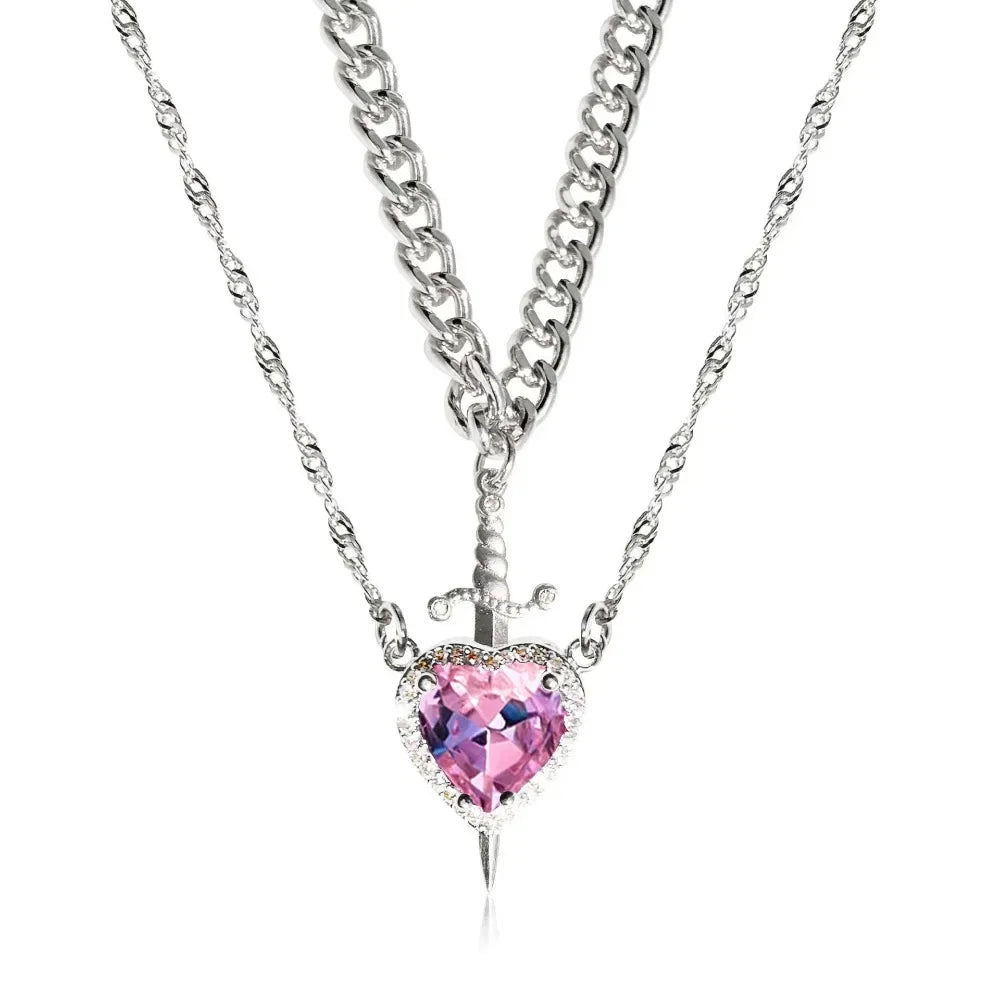 Heart Sword Couple Necklace