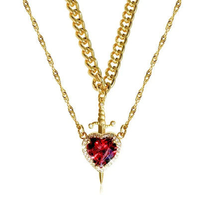 Heart Sword Couple Necklace