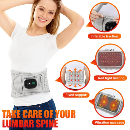 Inflatable Lumbar Traction Belt with Heating Support