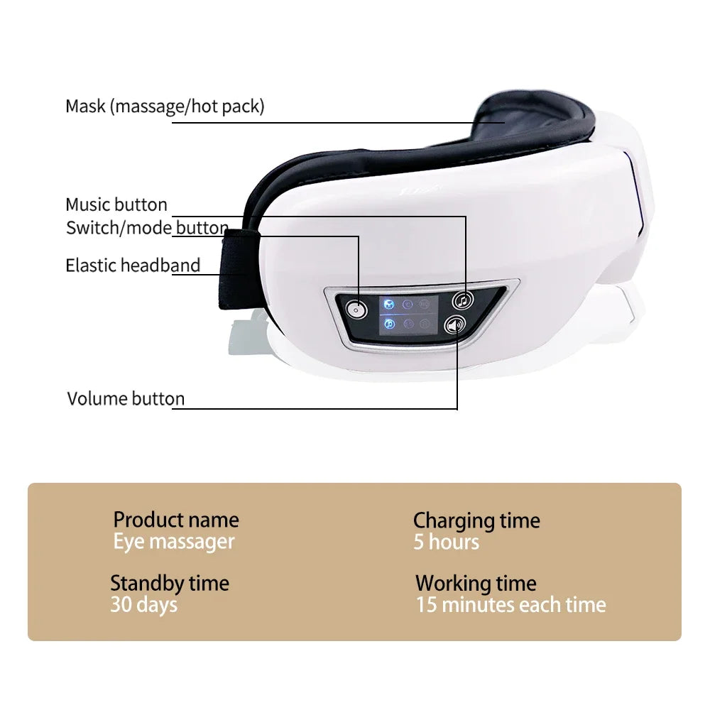 Smart Airbag Vibration Eye Massager with Heat Music