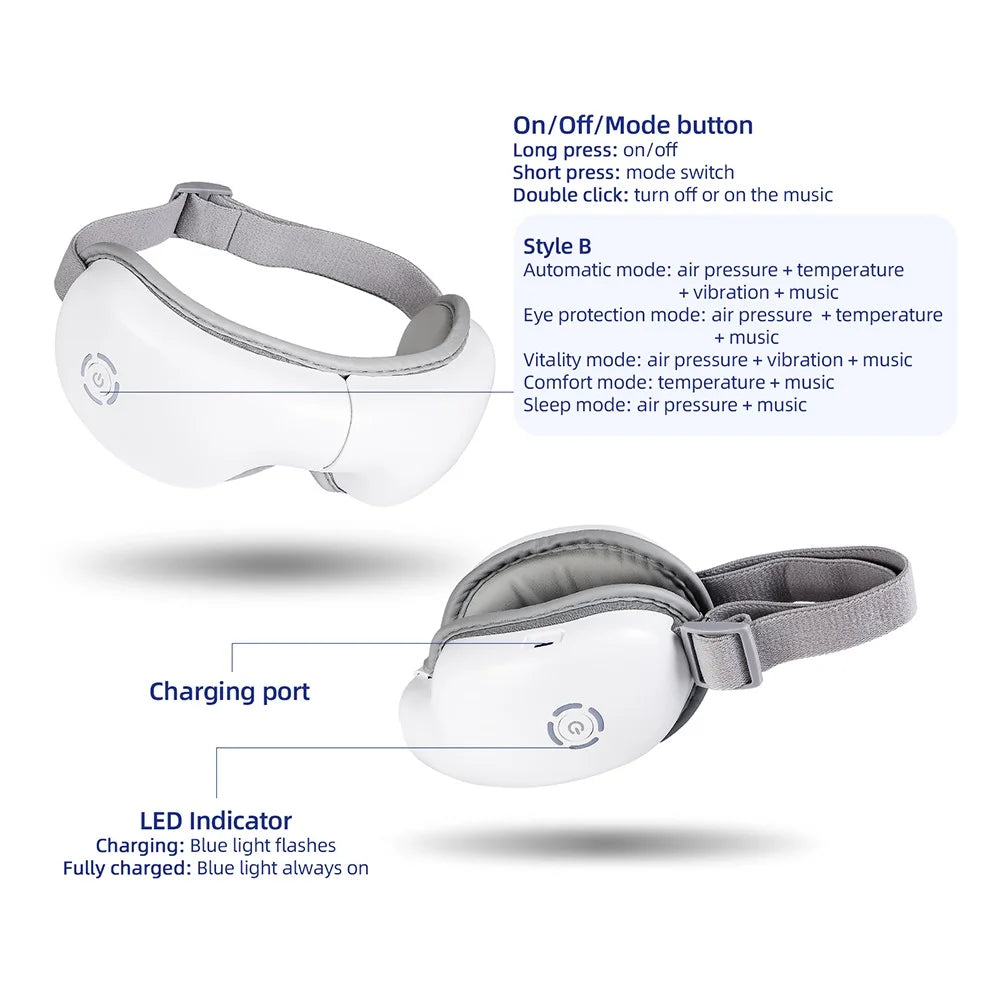 3D Vibration Eye Massager with Heating Airbag