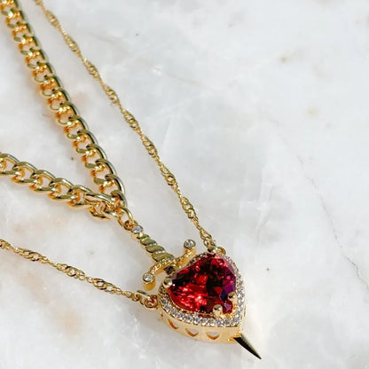 Heart Sword Couple Necklace