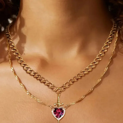Heart Sword Couple Necklace