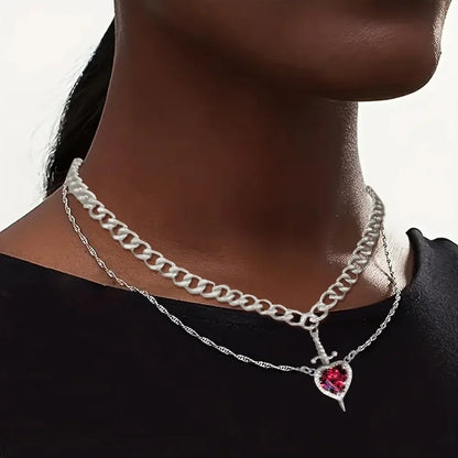 Heart Sword Couple Necklace