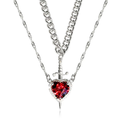 Heart Sword Couple Necklace