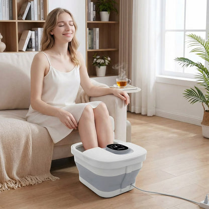 MaxKare Collapsible Foot Spa with Massager and Heat, Foot Spa Massager with Bubble Heat, Black